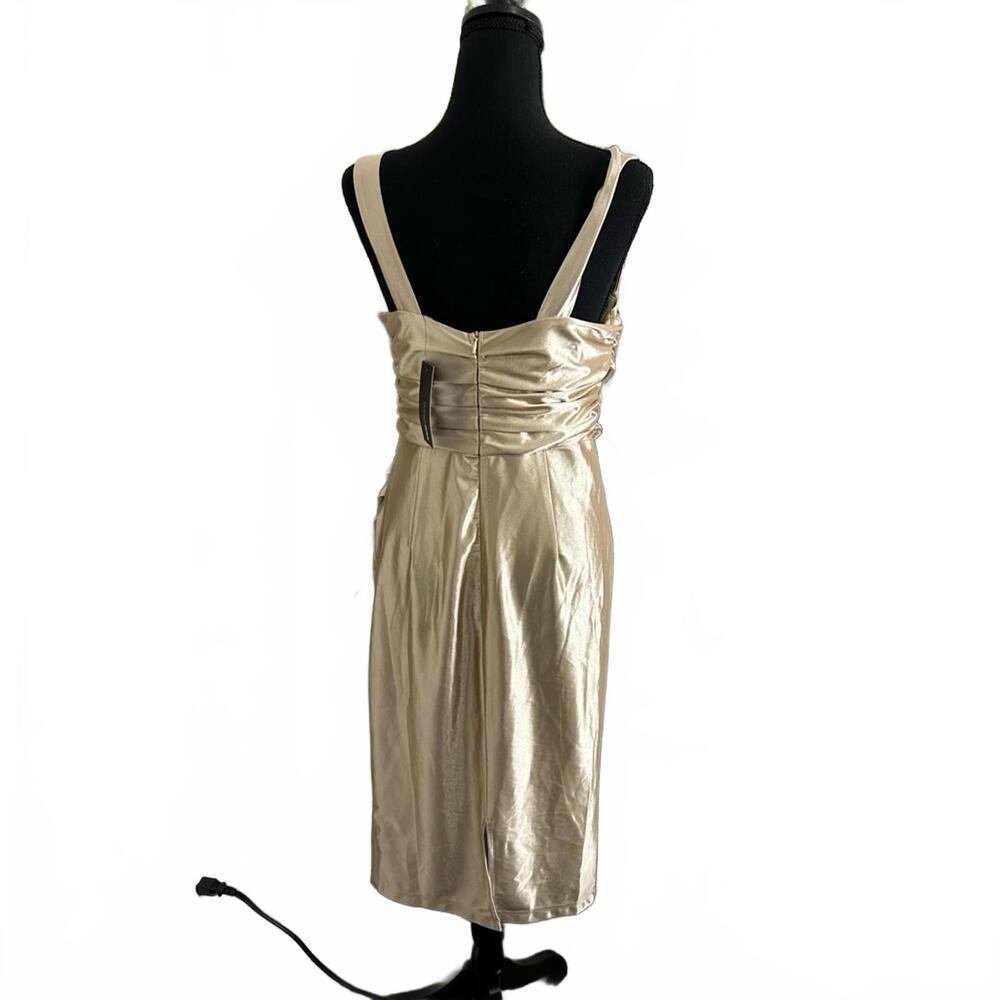 Fashion Nova Champagne Satin Bodycon Midi Dress‎ Formal NWT Size L - Picture 7 of 8